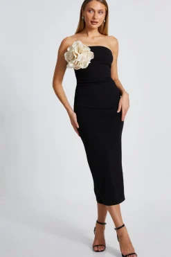 Quiz Flower Embellished Midaxi Dress Black Best