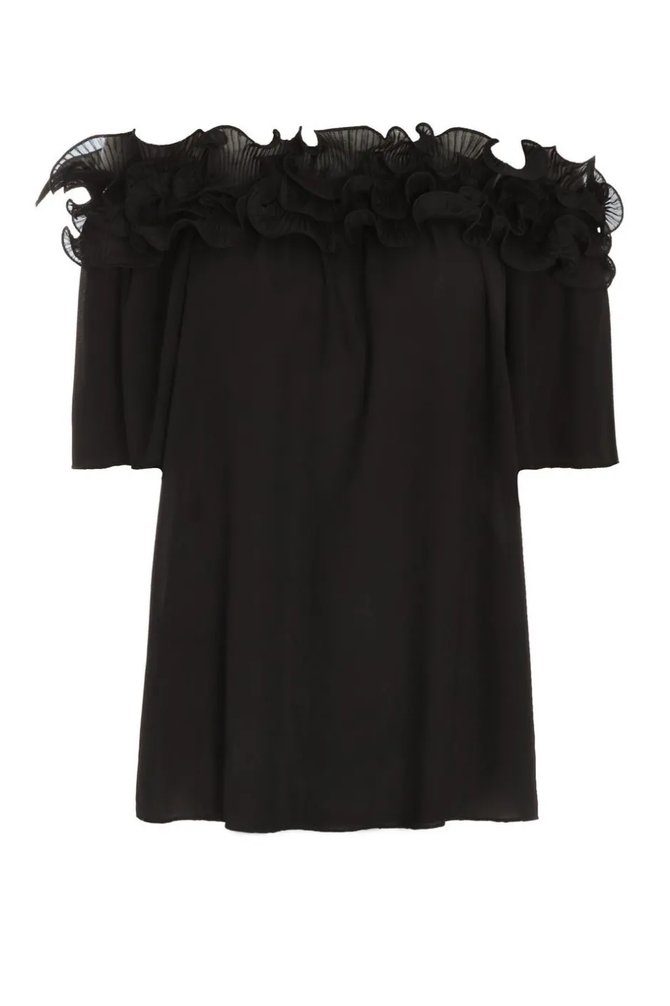 Quiz Black Frill Bardot Top Outlet