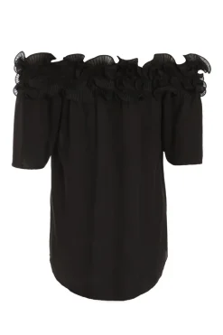 Quiz Black Frill Bardot Top Outlet