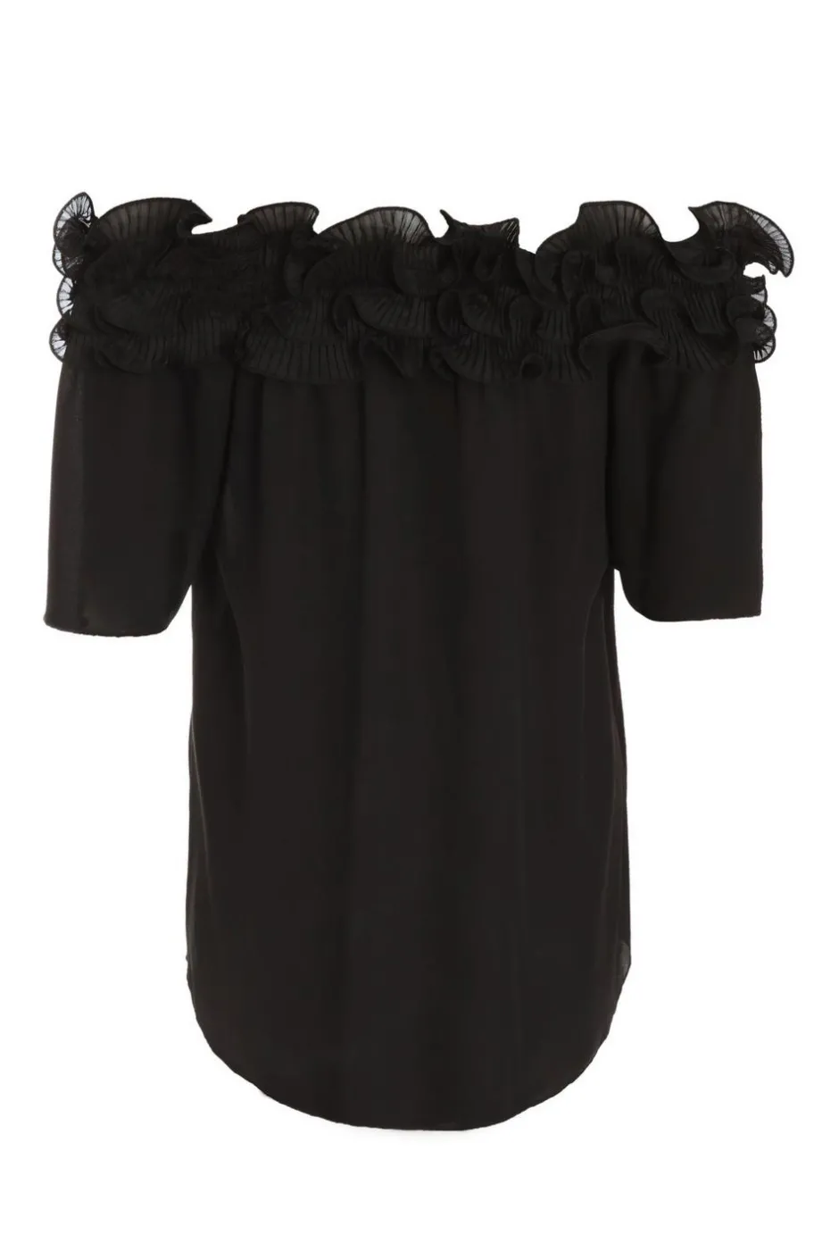 Quiz Black Frill Bardot Top Outlet