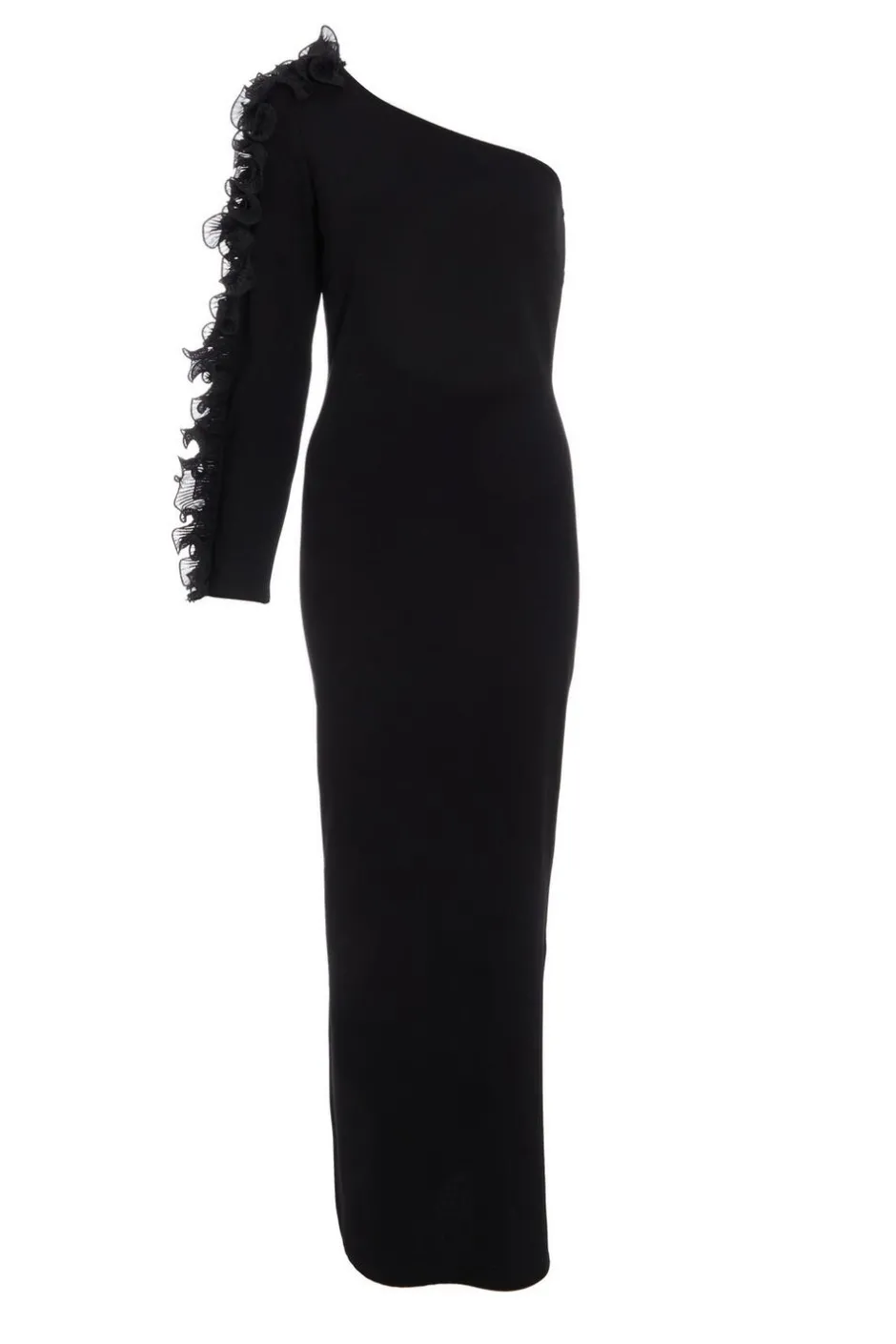 Quiz Black Frill One Shoulder Maxi Dress Hot