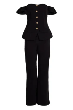 Quiz Frill Sleeve Jumpsuit Black Sale