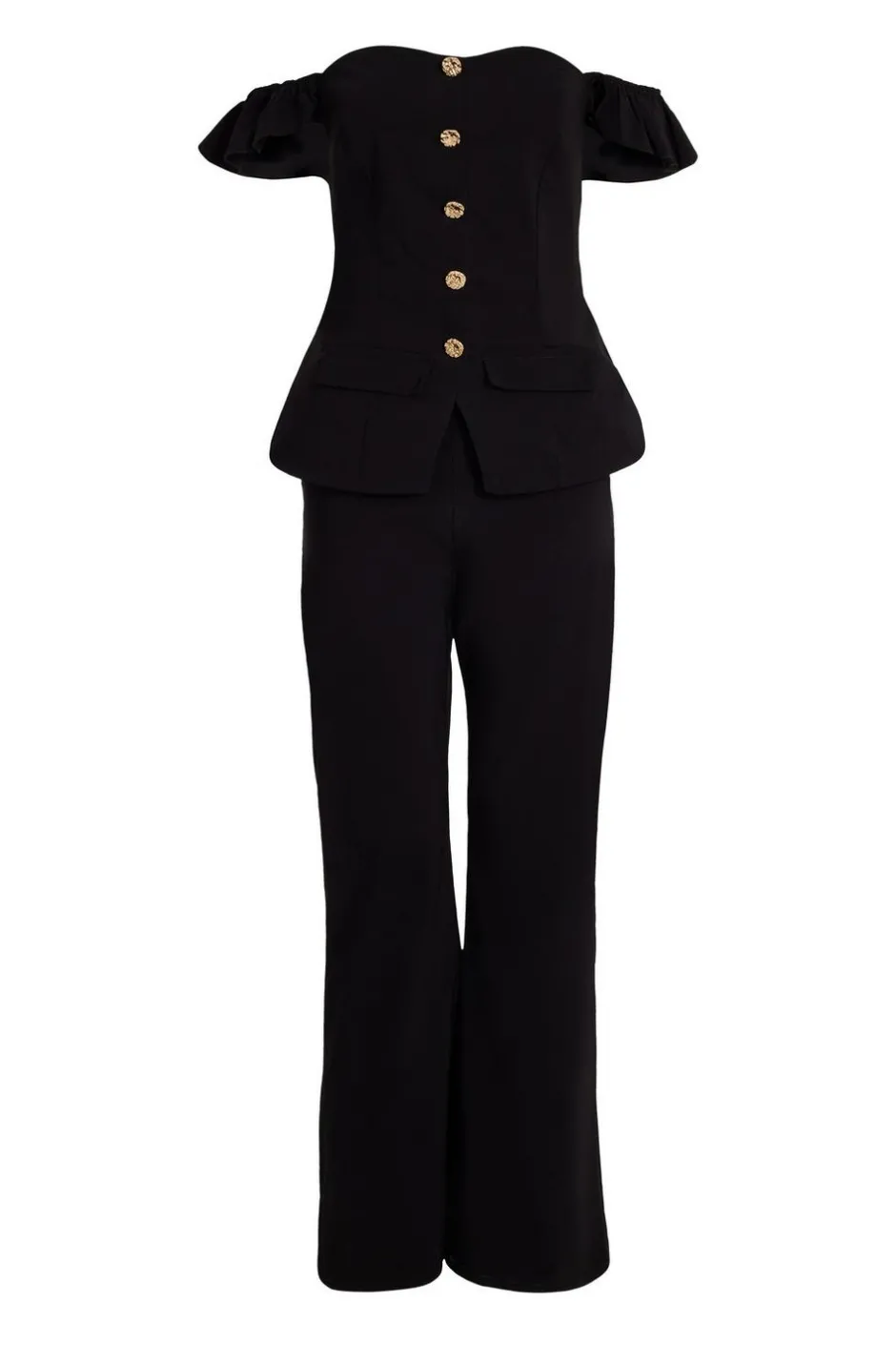 Quiz Frill Sleeve Jumpsuit Black Sale