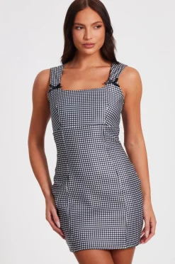 Quiz Black Gingham Mini Dress Sale
