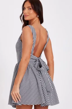 Quiz Black Gingham Skater Dress Hot