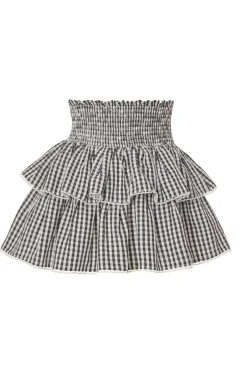 Quiz Black Gingham Tiered Mini Skirt Sale