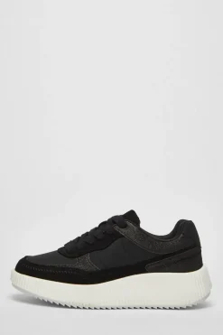 Quiz Black Glitter Chunky Trainers Hot