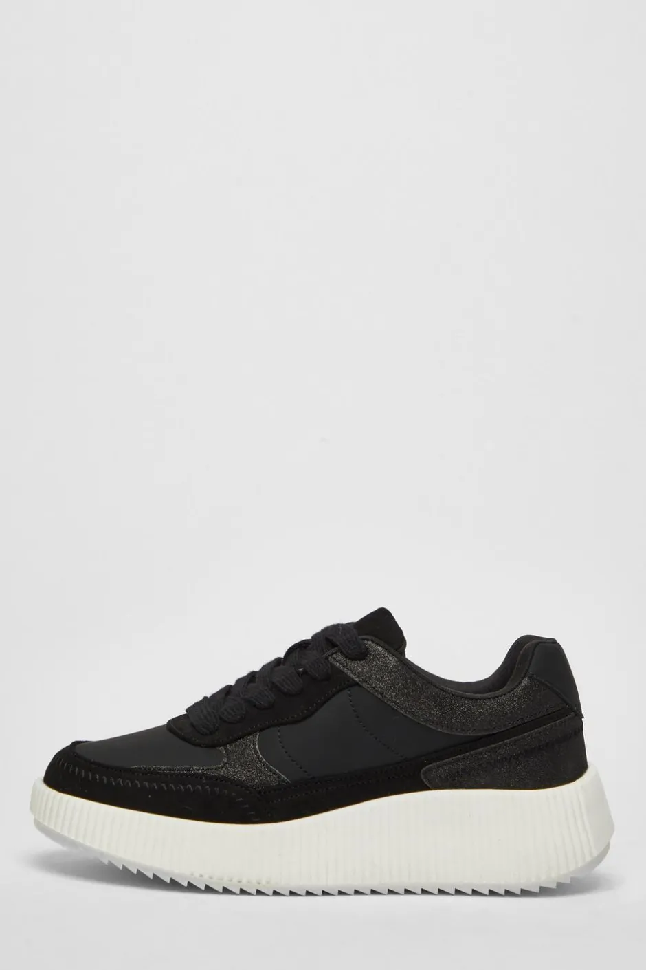 Quiz Black Glitter Chunky Trainers Hot