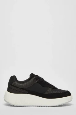 Quiz Black Glitter Chunky Trainers Hot