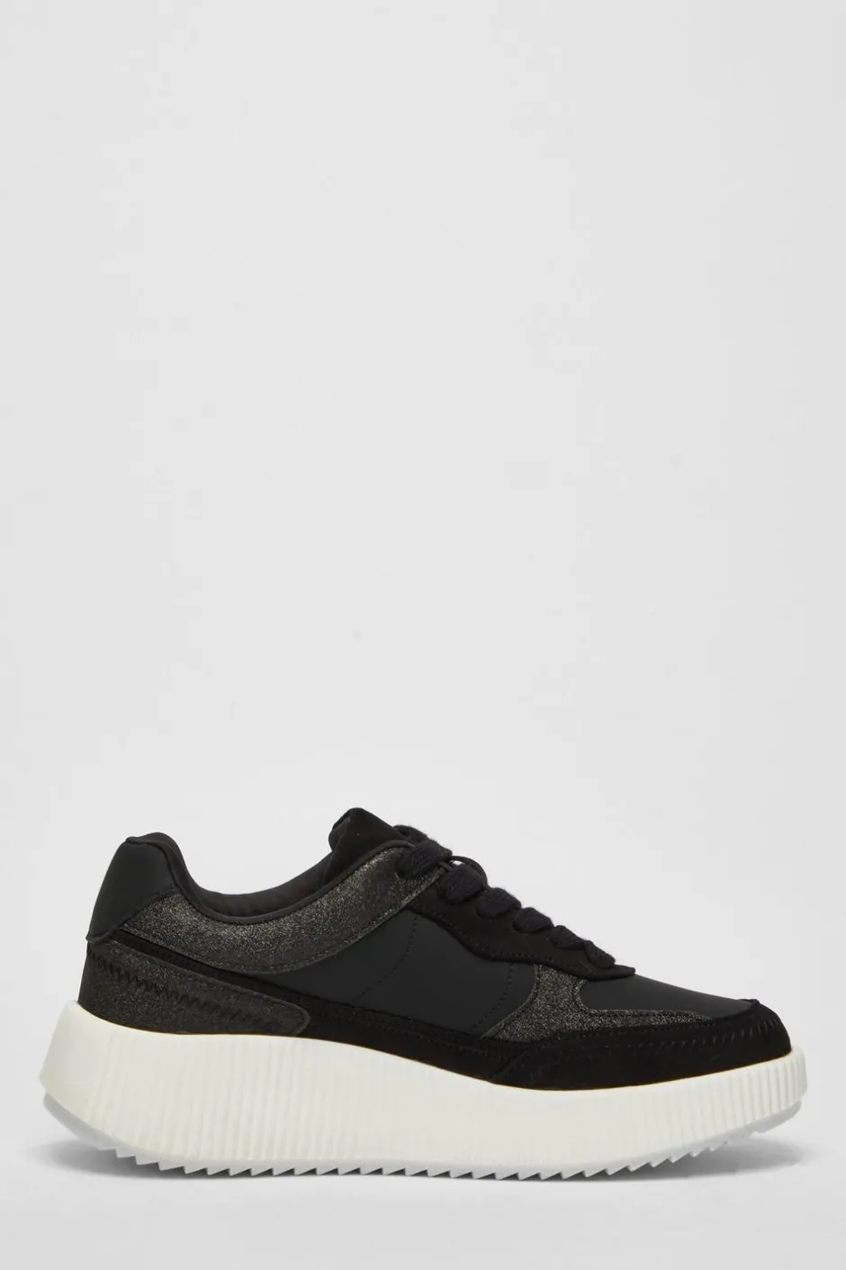 Quiz Black Glitter Chunky Trainers Hot