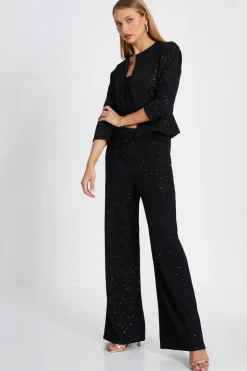 Quiz Black Glitter Cropped Jacket Outlet