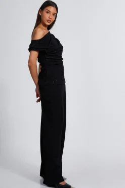 Quiz Black Glitter Drape Neck Top Online