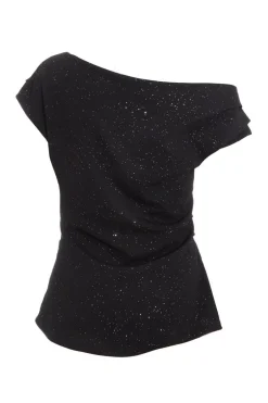Quiz Black Glitter Drape Neck Top Online