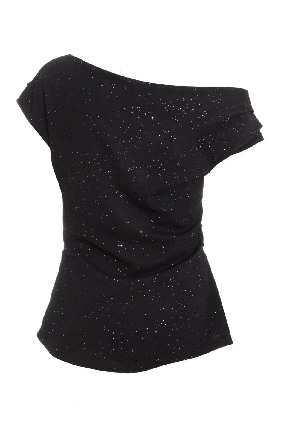 Quiz Black Glitter Drape Neck Top Online