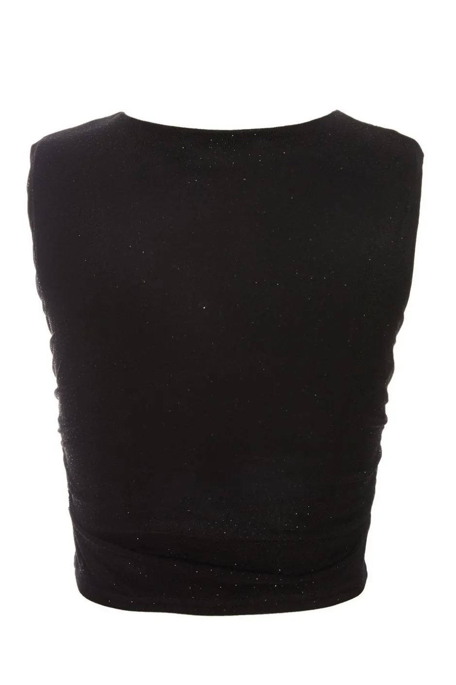 Quiz Glitter Mesh Crop Top Black Online