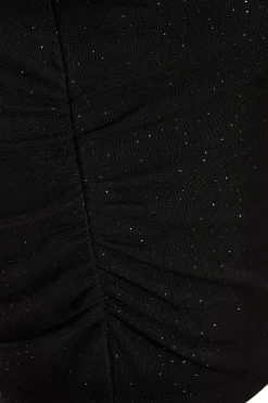 Quiz Glitter Mesh Crop Top Black Online