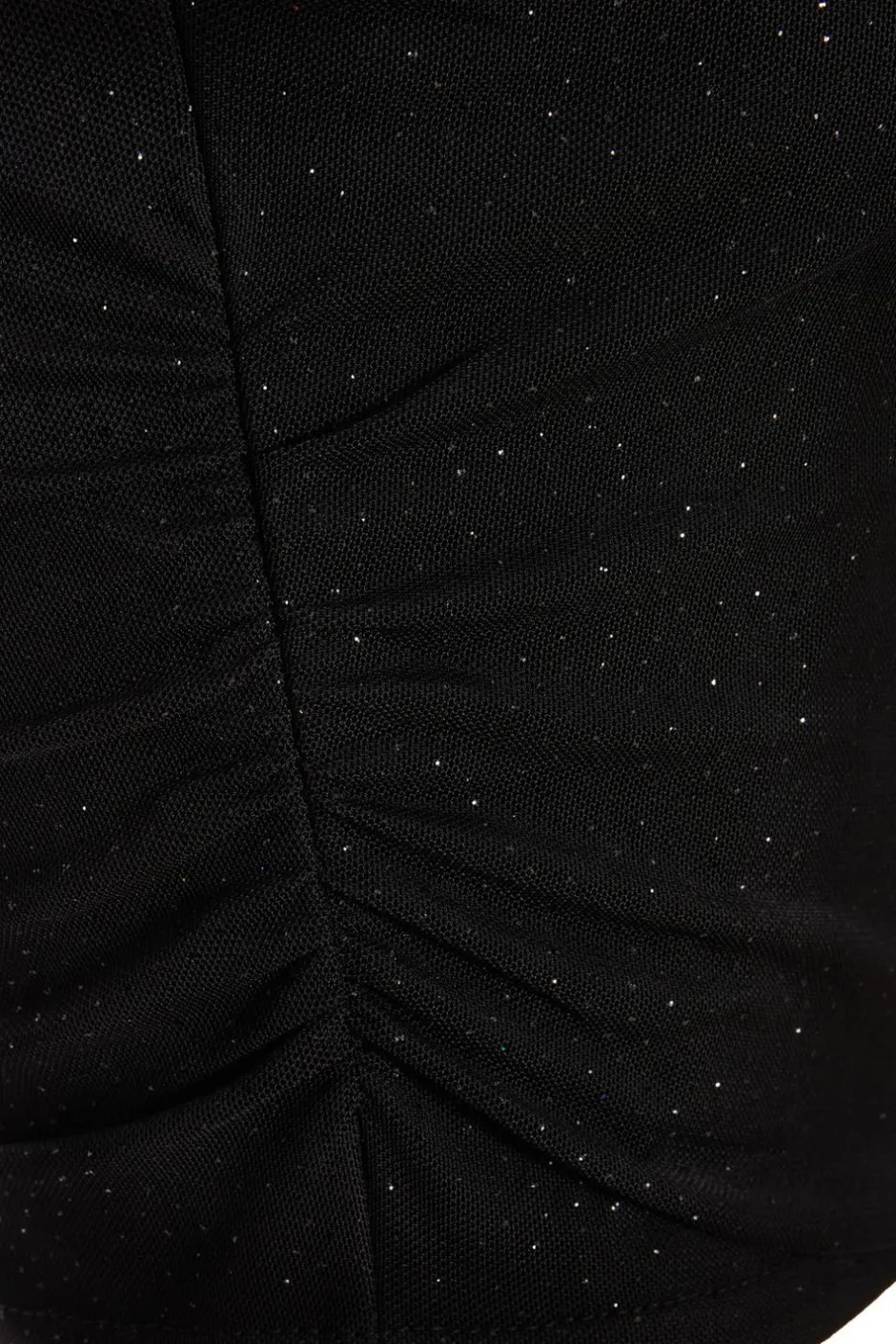 Quiz Glitter Mesh Crop Top Black Online
