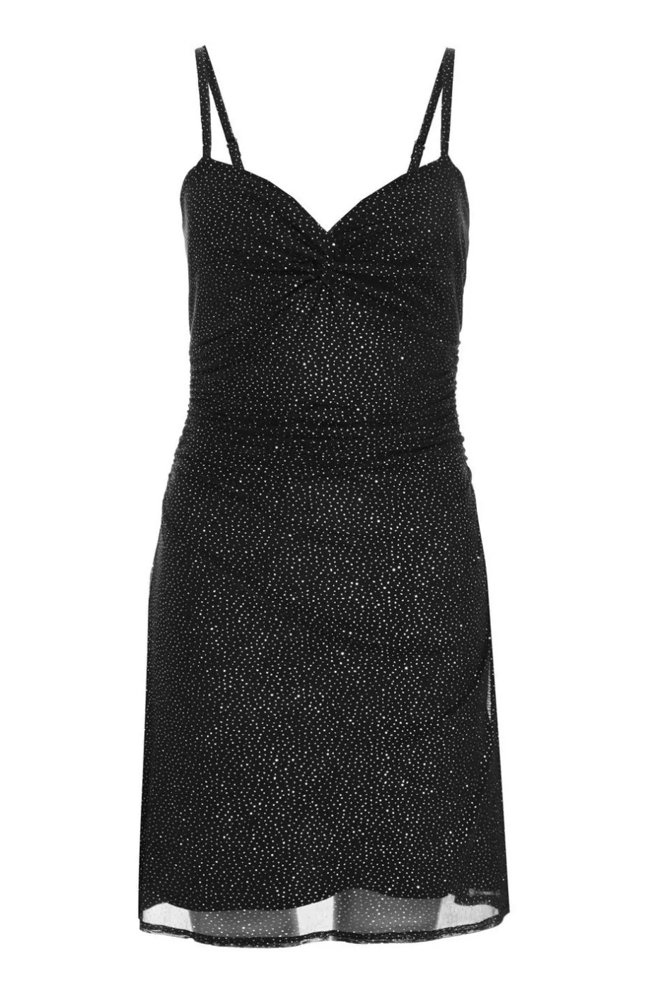 Quiz Glitter Mesh Mini Dress Black Clearance