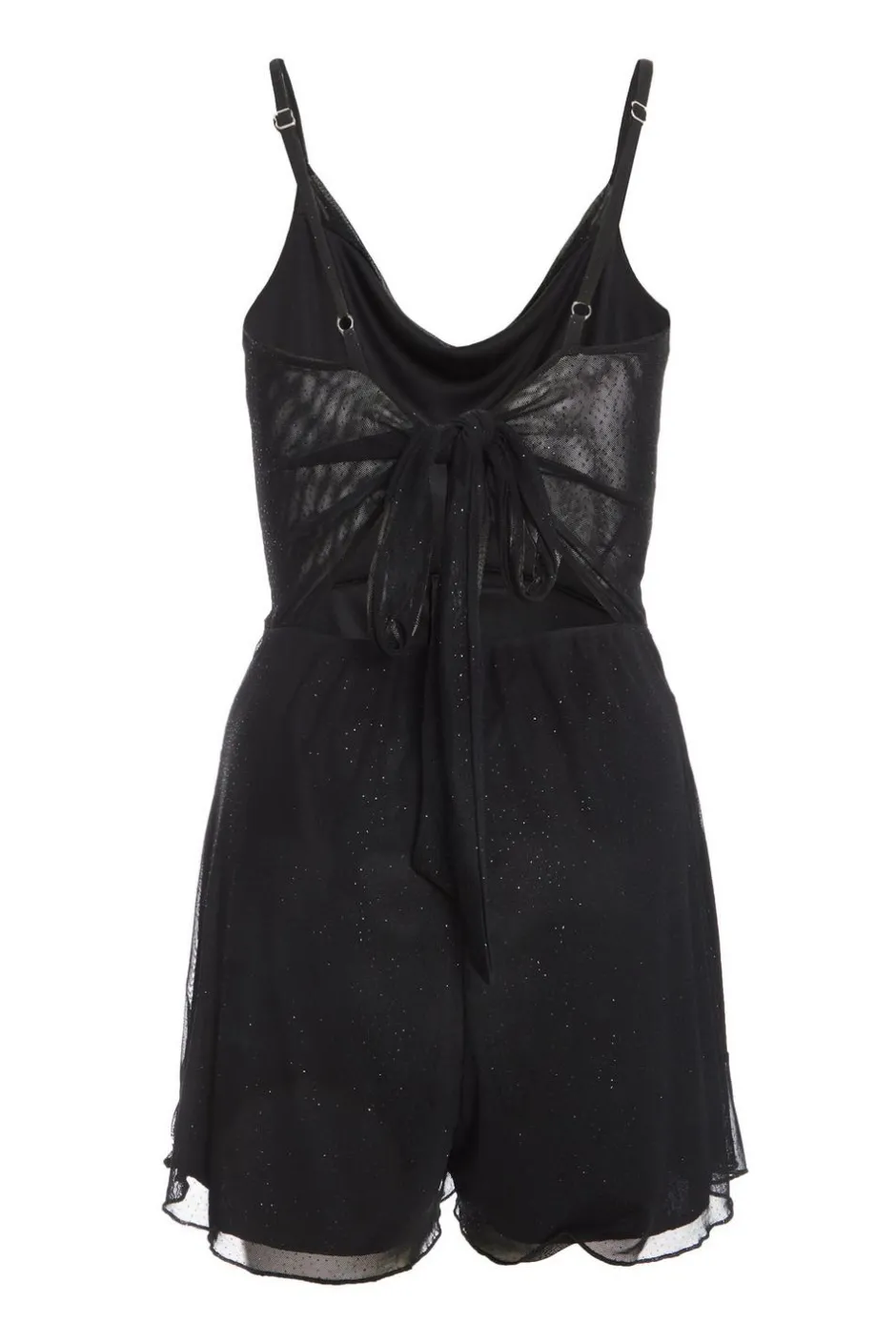 Quiz Black Glitter Mesh Skort Playsuit Discount