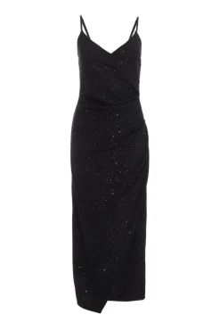 Quiz Black Glitter Midaxi Dress Clearance