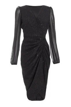 Quiz Black Glitter Midi Dress Hot