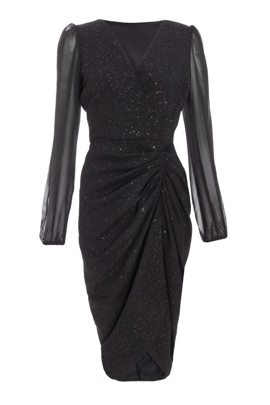 Quiz Black Glitter Midi Dress Hot