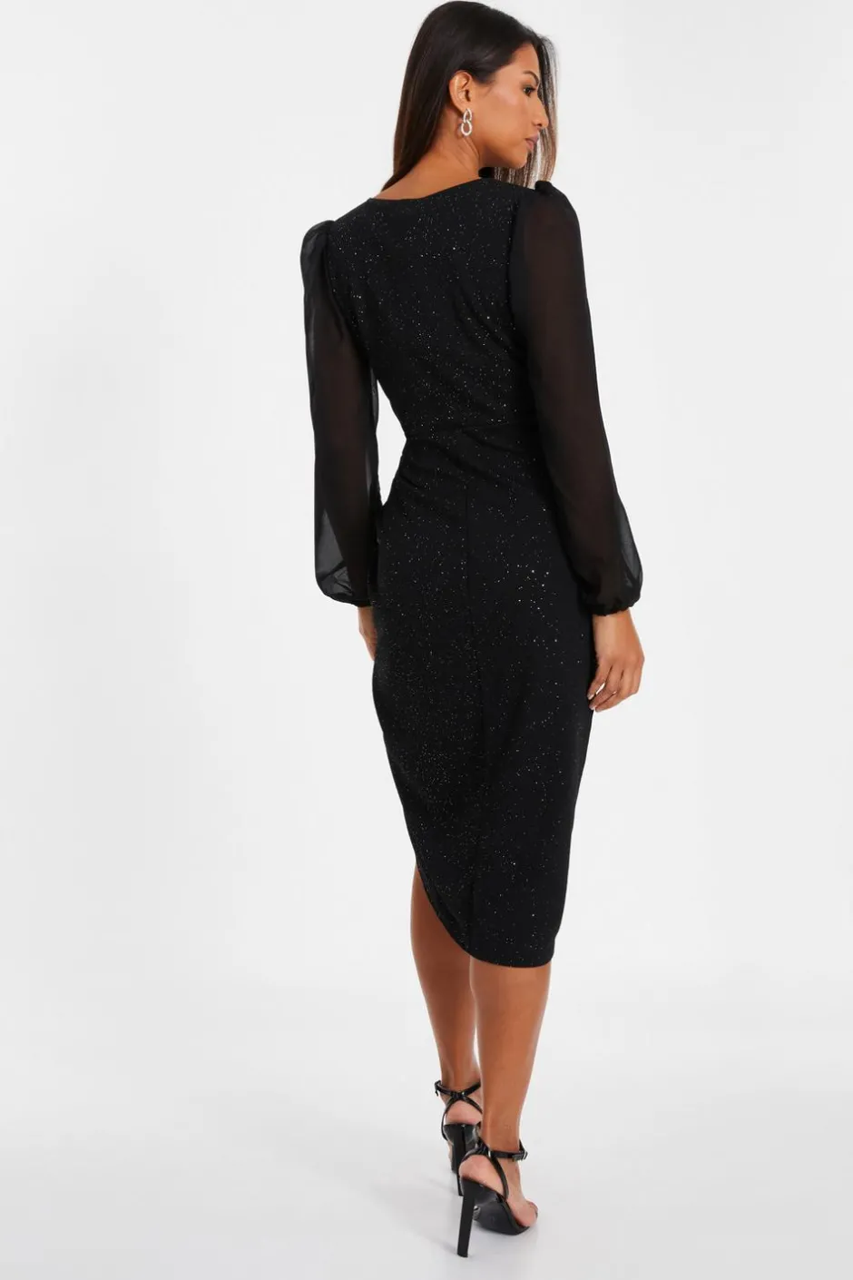 Quiz Black Glitter Midi Dress Hot