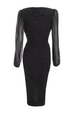 Quiz Black Glitter Midi Dress Hot