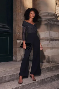 Quiz Black Glitter Palazzo Jumpsuit Best