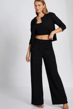 Quiz Black Glitter Palazzo Trousers Online