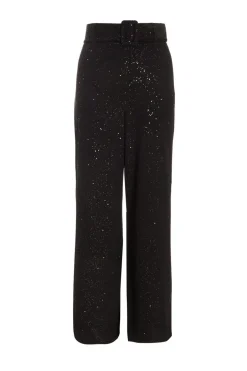 Quiz Black Glitter Palazzo Trousers Online