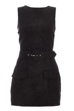 Quiz Black Glitter Skort Playsuit Hot