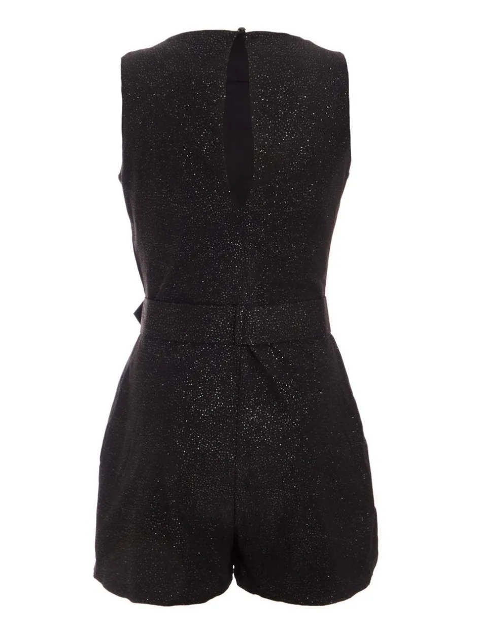 Quiz Black Glitter Skort Playsuit Hot