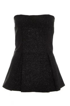 Quiz Black Glitter Strapless Peplum Top Best