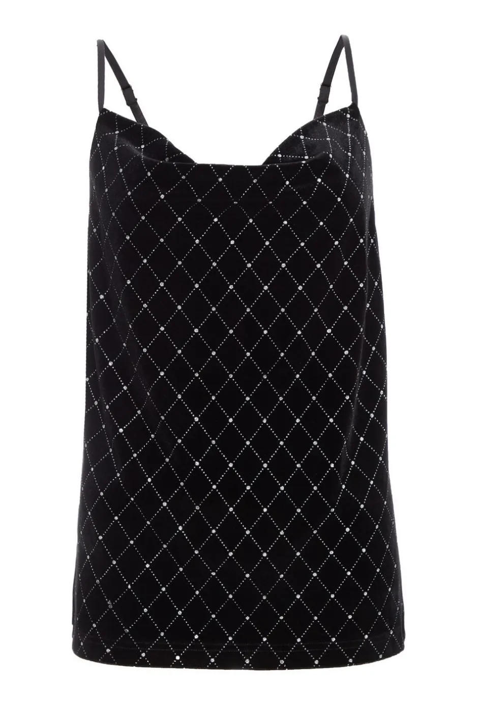 Quiz Black Glitter Velvet Vest Top Sale