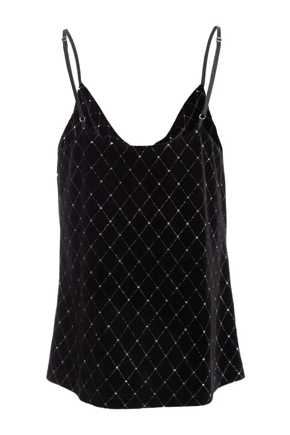 Quiz Black Glitter Velvet Vest Top Sale