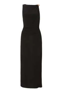 Quiz Gold Buckle Midaxi Dress Black