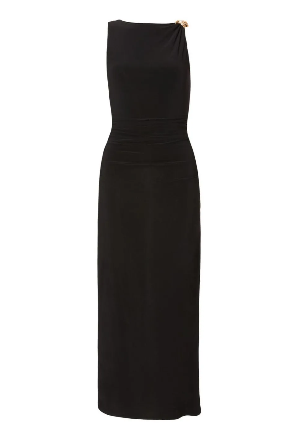 Quiz Gold Buckle Midaxi Dress Black