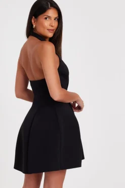 Quiz Halter Neck Skater Dress Black Sale