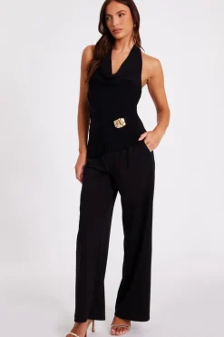 Quiz Black Halter Neck Wrap Top Discount