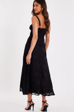 Quiz Jacquard Ruched Midaxi Dress Black Best