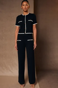 Quiz Black Knit Contrast Top Online
