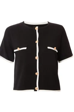 Quiz Black Knit Contrast Top Online