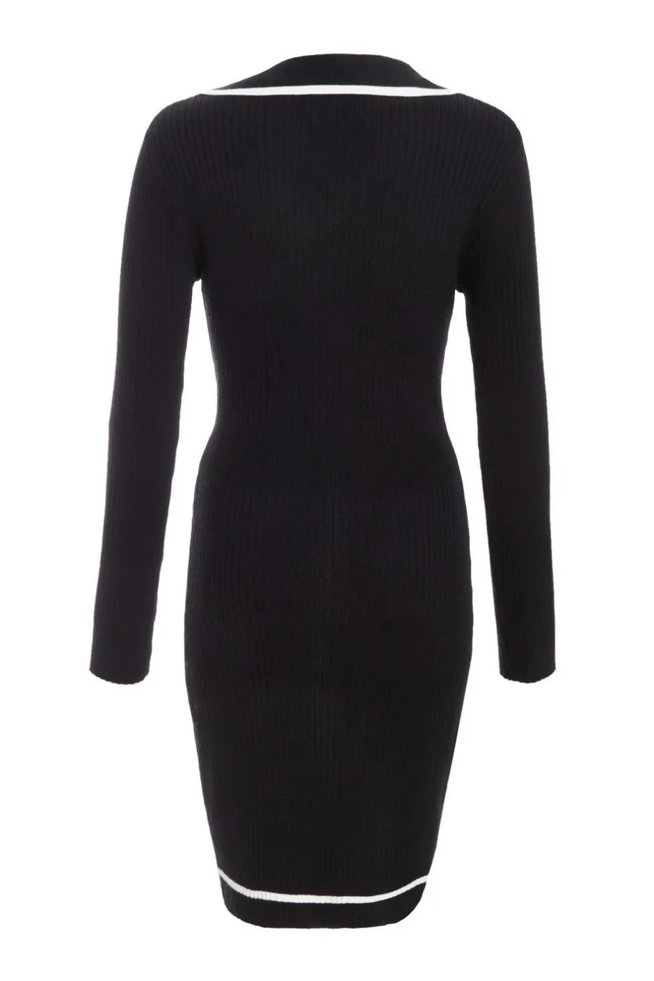 Quiz Black Knit Contrast Trim Dress Best