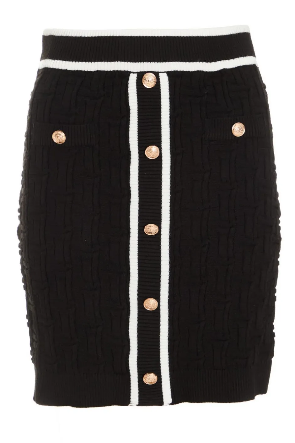 Quiz Black Knit Contrast Trim Skirt Clearance