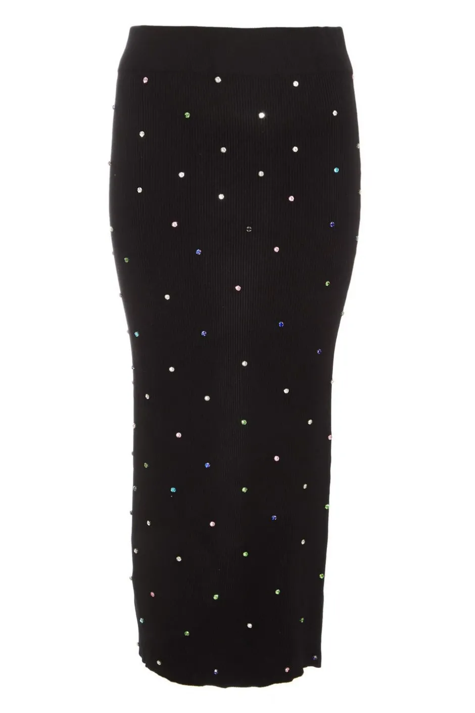 Quiz Black Knit Diamante Midi Skirt New