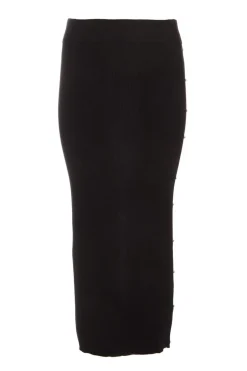 Quiz Black Knit Diamante Midi Skirt New