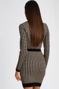 Quiz Black Knit Dog Tooth Jumper Dress Best