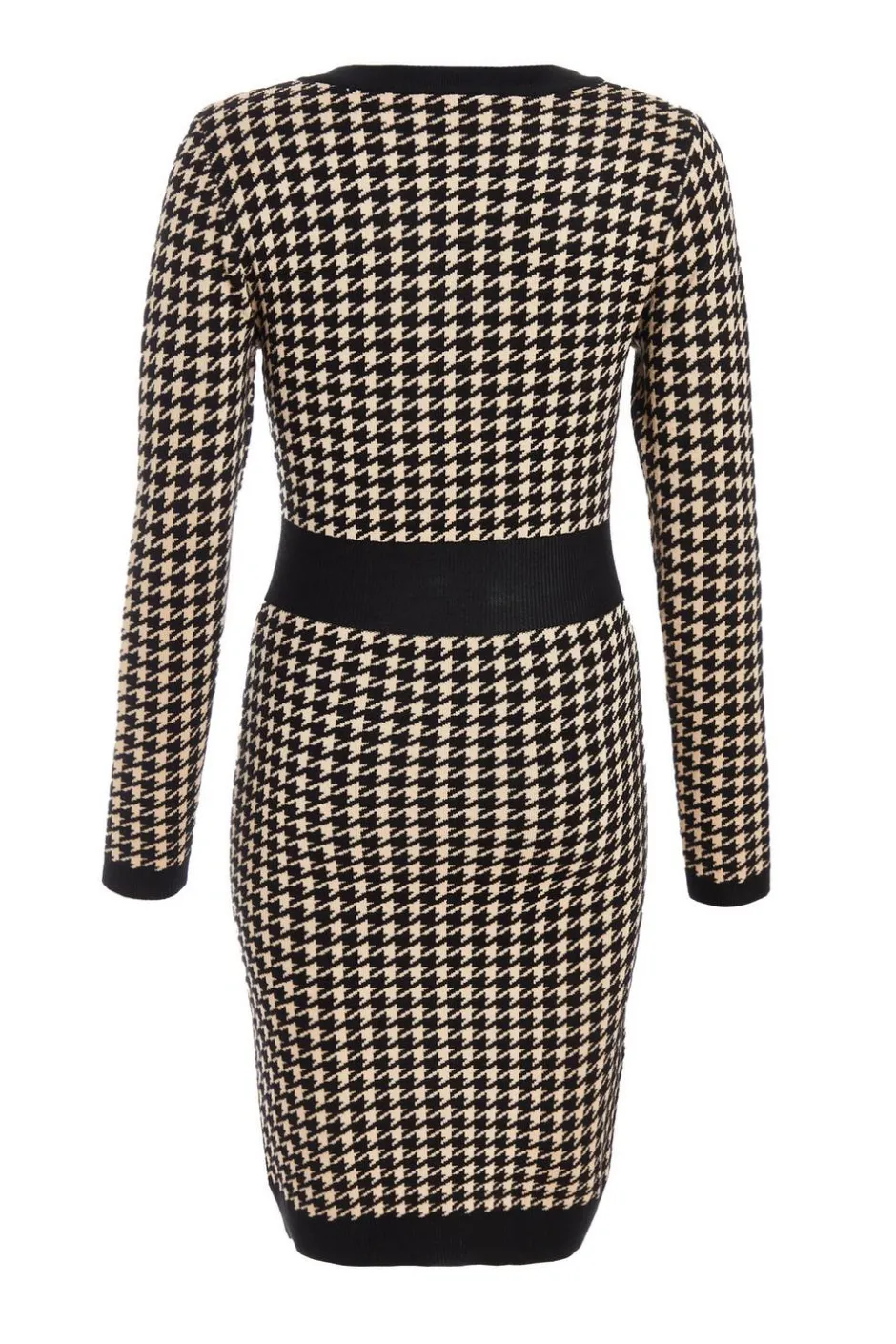 Quiz Black Knit Dog Tooth Jumper Dress Best