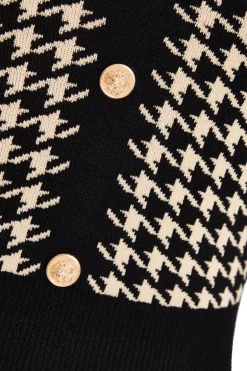 Quiz Black Knit Dog Tooth Jumper Dress Best